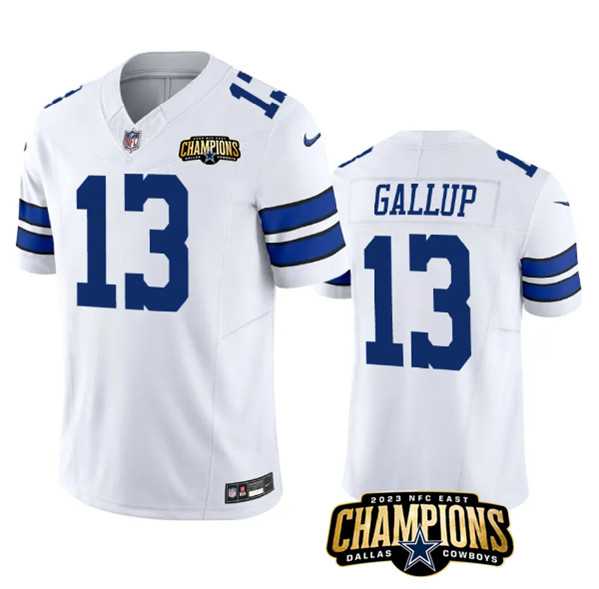 Men & Women & Youth Dallas Cowboys #13 Michael Gallup White 2023 F.U.S.E. NFC East Champions Patch Stitched Jersey,We sell and wholesale Men & Women & Youth Dallas Cowboys #13 Michael Gallup White 2023 F.U.S.E. NFC East Champions Patch Stitched Jersey on line form chian!